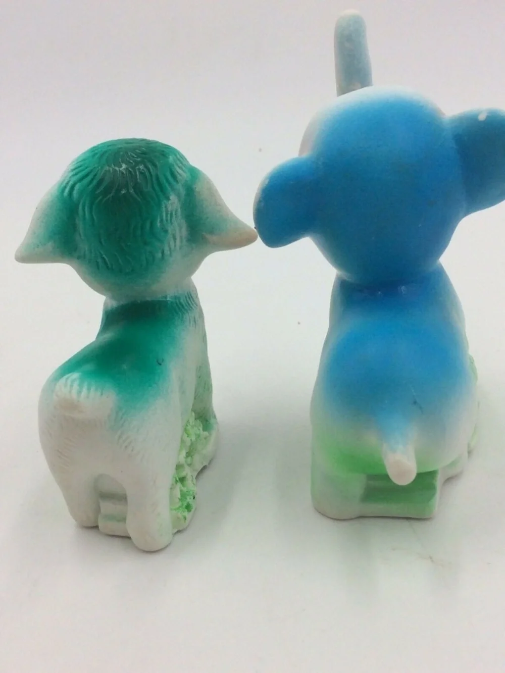 Vintage Taiwan Rubber Squeak Animal Toy Lot Cat Lamb Elephant Giraffe Calf Kitsc